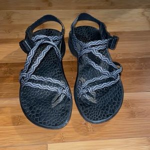 Black and grey chacos